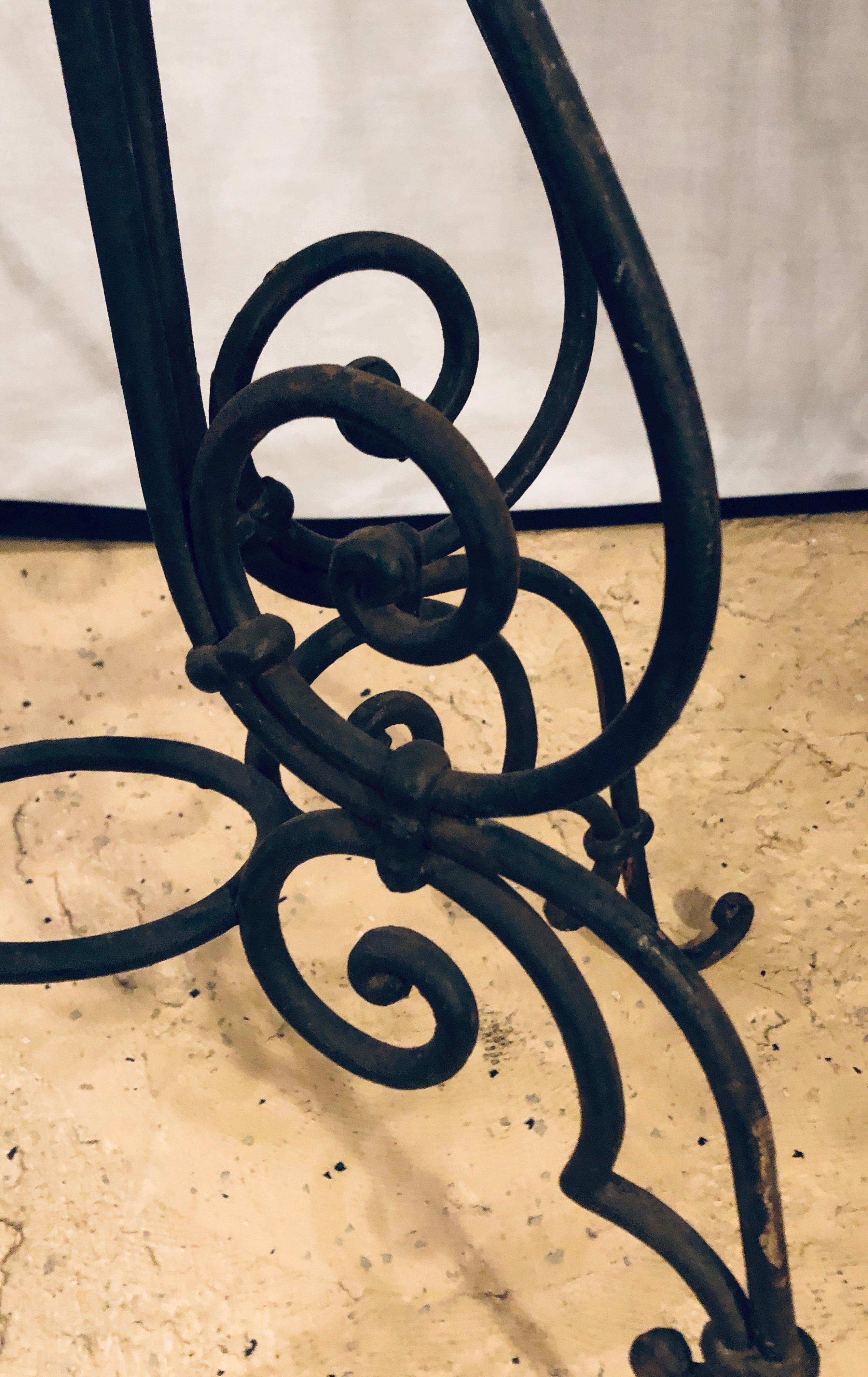 Pair of Wrought Iron Planter Tables with Original Inserts 1