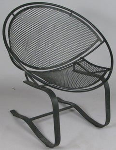 Pair of Wrought Iron Radar Lounge Chairs by Salterini, circa 1950