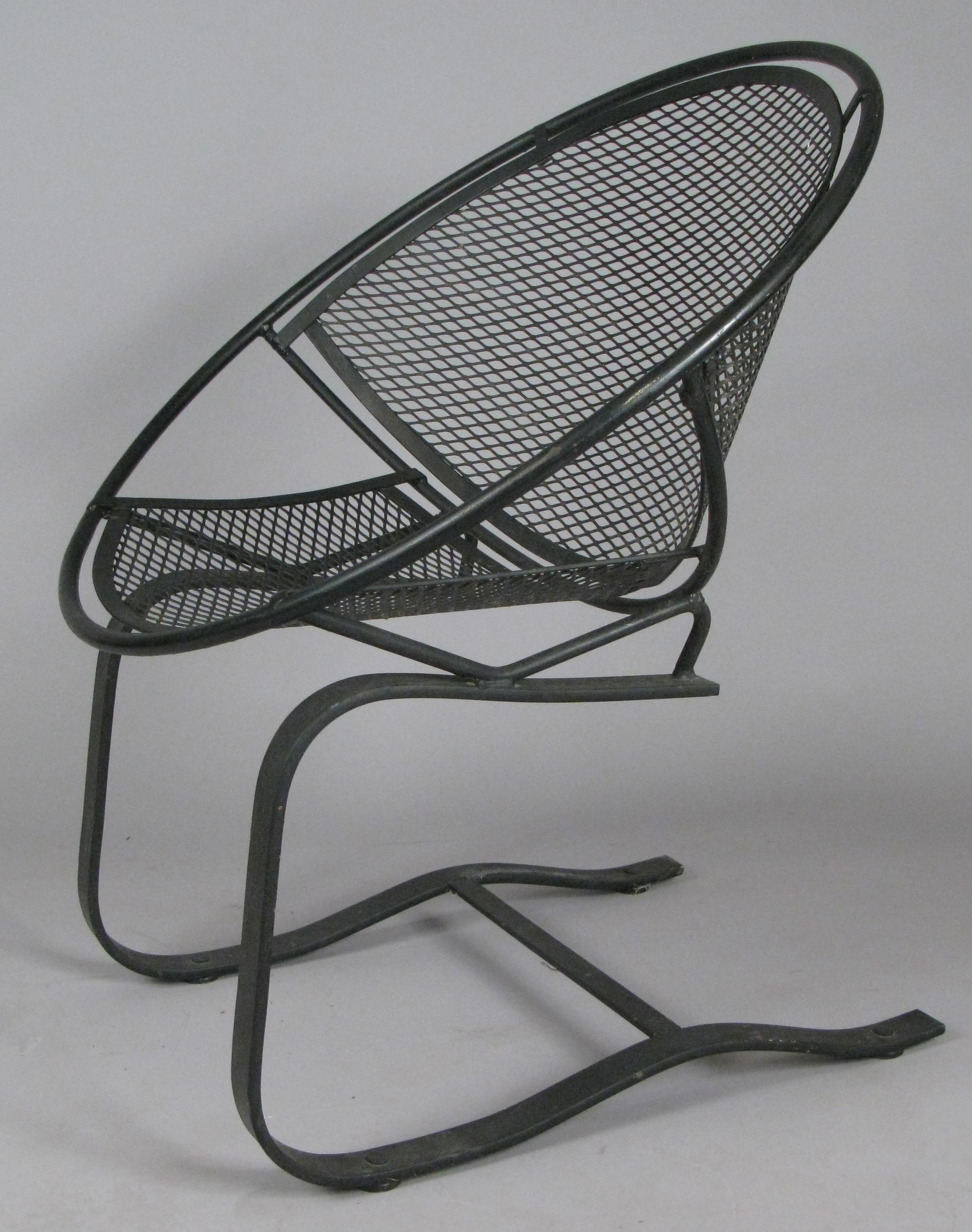 American Pair of Wrought Iron Radar Lounge Chairs by Salterini, circa 1950