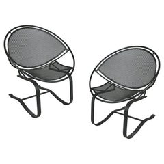 Pair of Wrought Iron Radar Lounge Chairs by Salterini, circa 1950