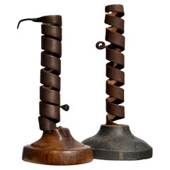 Antique Pair of Wrought Iron "Rat de Cave" Candleholders – Normandy, 19th Century