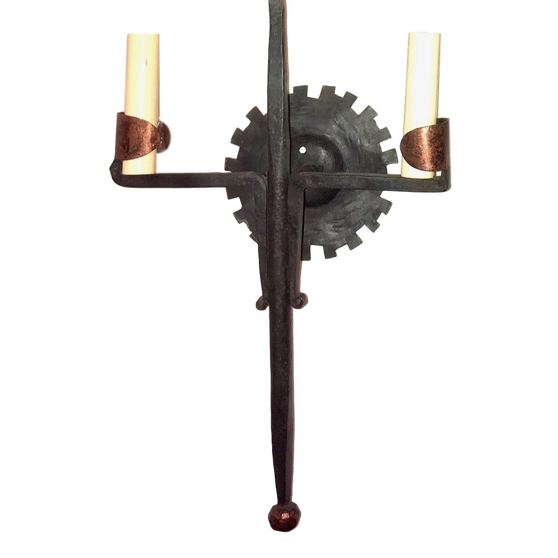 Italian Pair of Large Wrought Iron Sconces