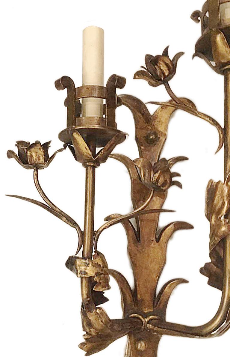 Pair of Wrought Iron Sconces In Good Condition For Sale In New York, NY