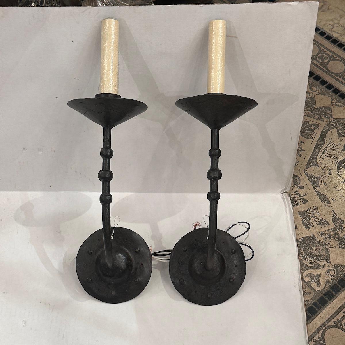 Pair of Wrought Iron Sconces For Sale 1