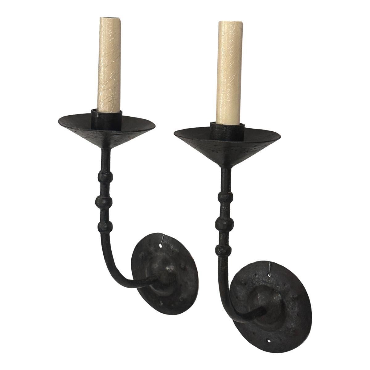 Pair of Wrought Iron Sconces For Sale 2