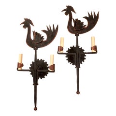 Pair of Large Wrought Iron Sconces