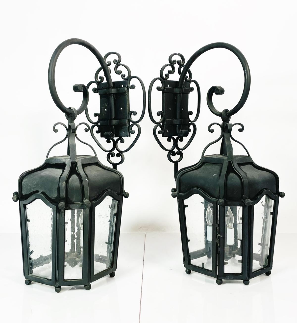 Modern Pair of Wrought Iron Sconces from the Sylvester Stallone Beverly Park Home