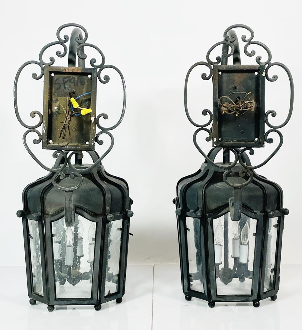 Pair of Wrought Iron Sconces from the Sylvester Stallone Beverly Park Home In Good Condition For Sale In Los Angeles, CA