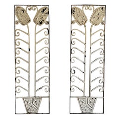Pair of Wrought Iron Screens with Floral Patterns, early 20th Century, European