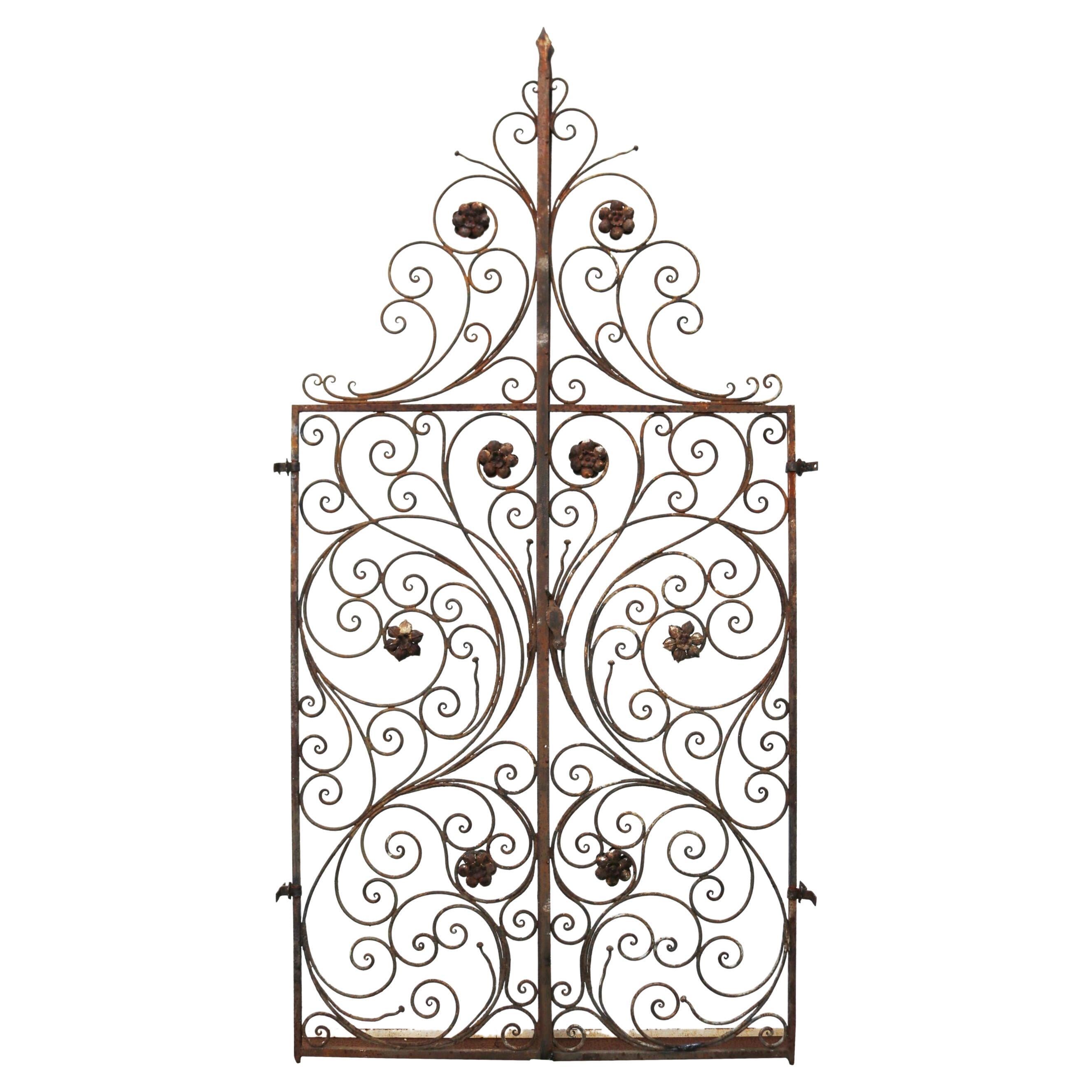 Pair of Wrought Iron Scroll Work Gates