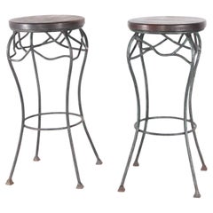 Pair of wrought iron sculpture stands