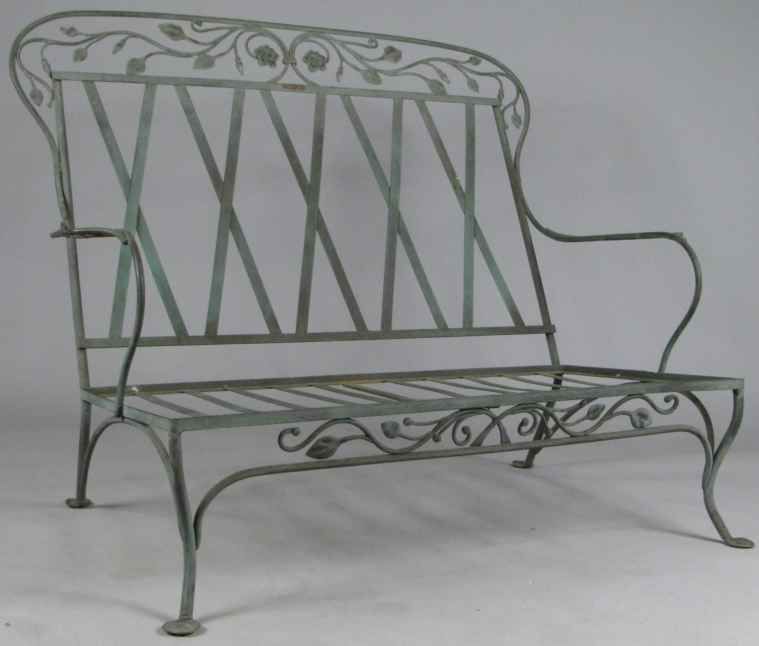 American Pair of Wrought Iron Settees by Salterini, circa 1950
