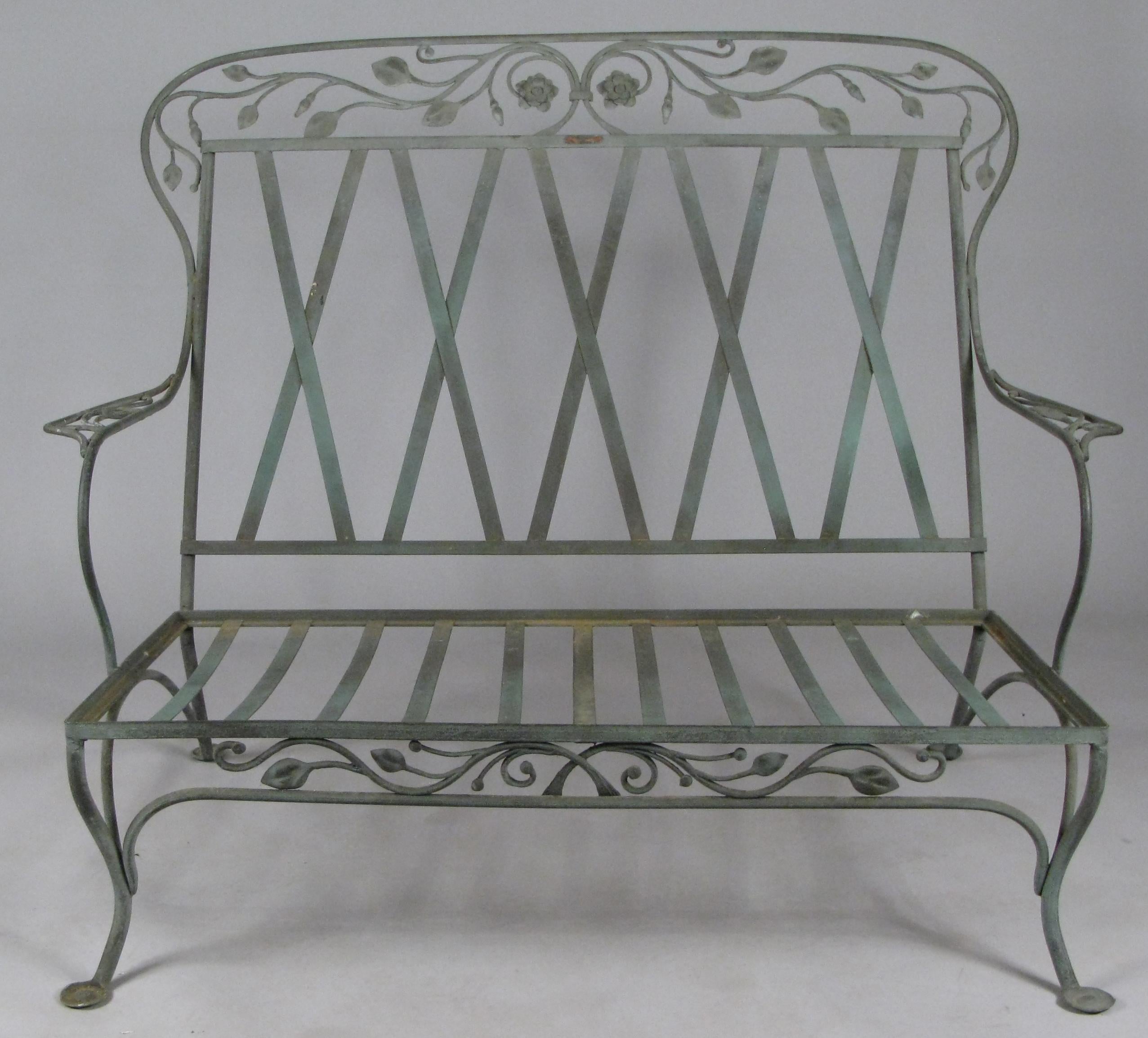 Pair of Wrought Iron Settees by Salterini, circa 1950 In Good Condition In Hudson, NY
