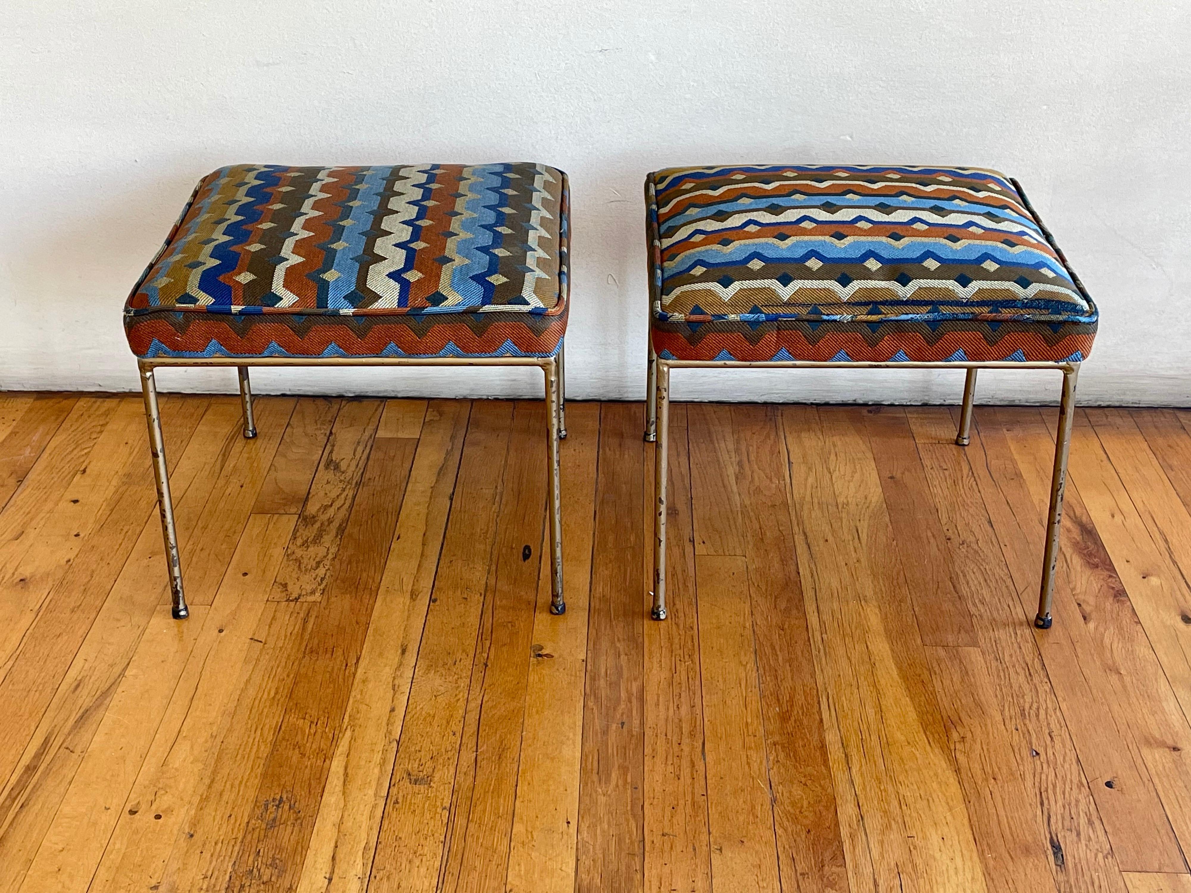20th Century Pair of Wrought Iron Stools by Paul McCobb, US, 1950s