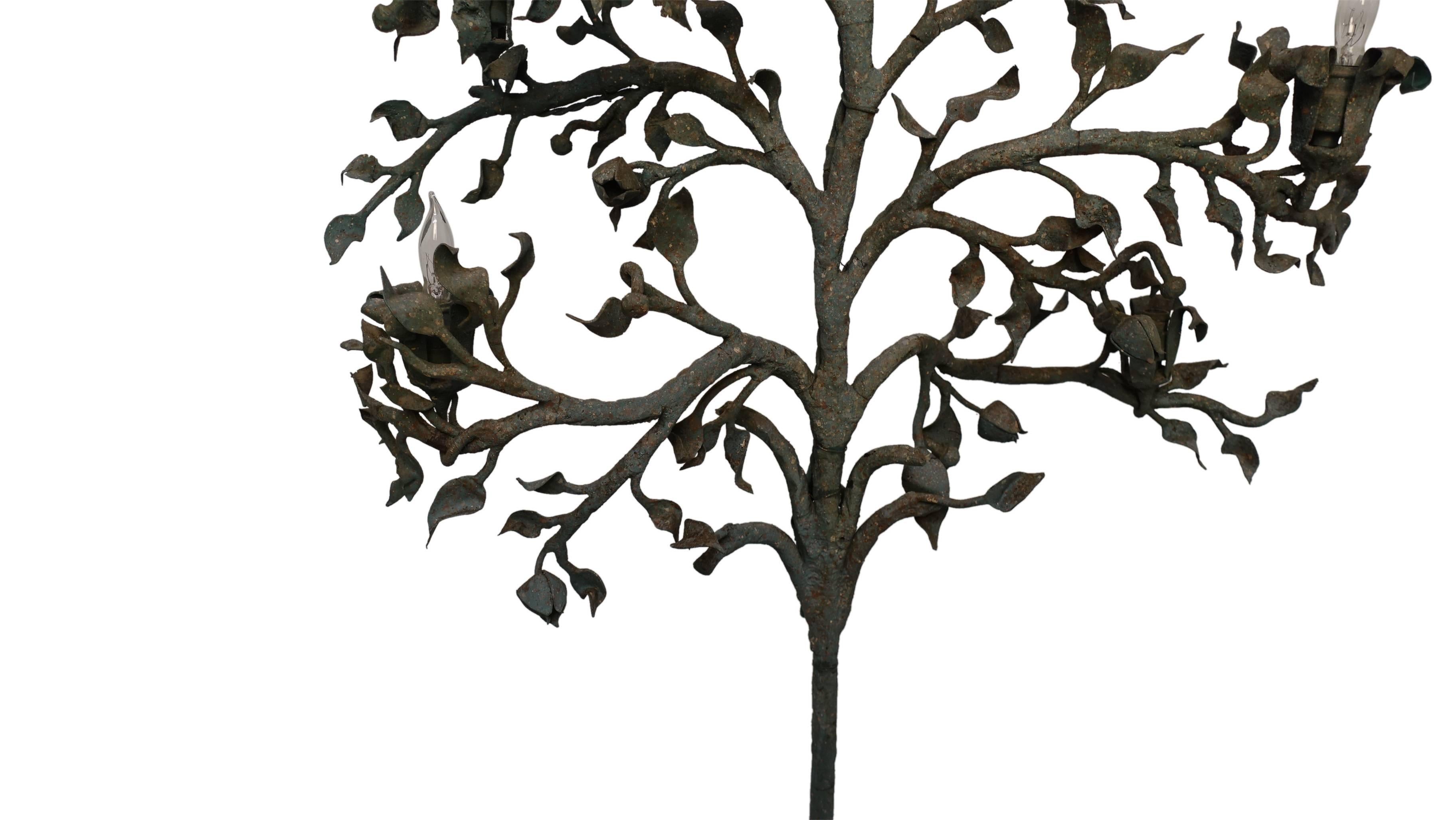 Pair of Wrought Iron Tree Form Torchiere Floor Lamps, Italy, 19th Century 2