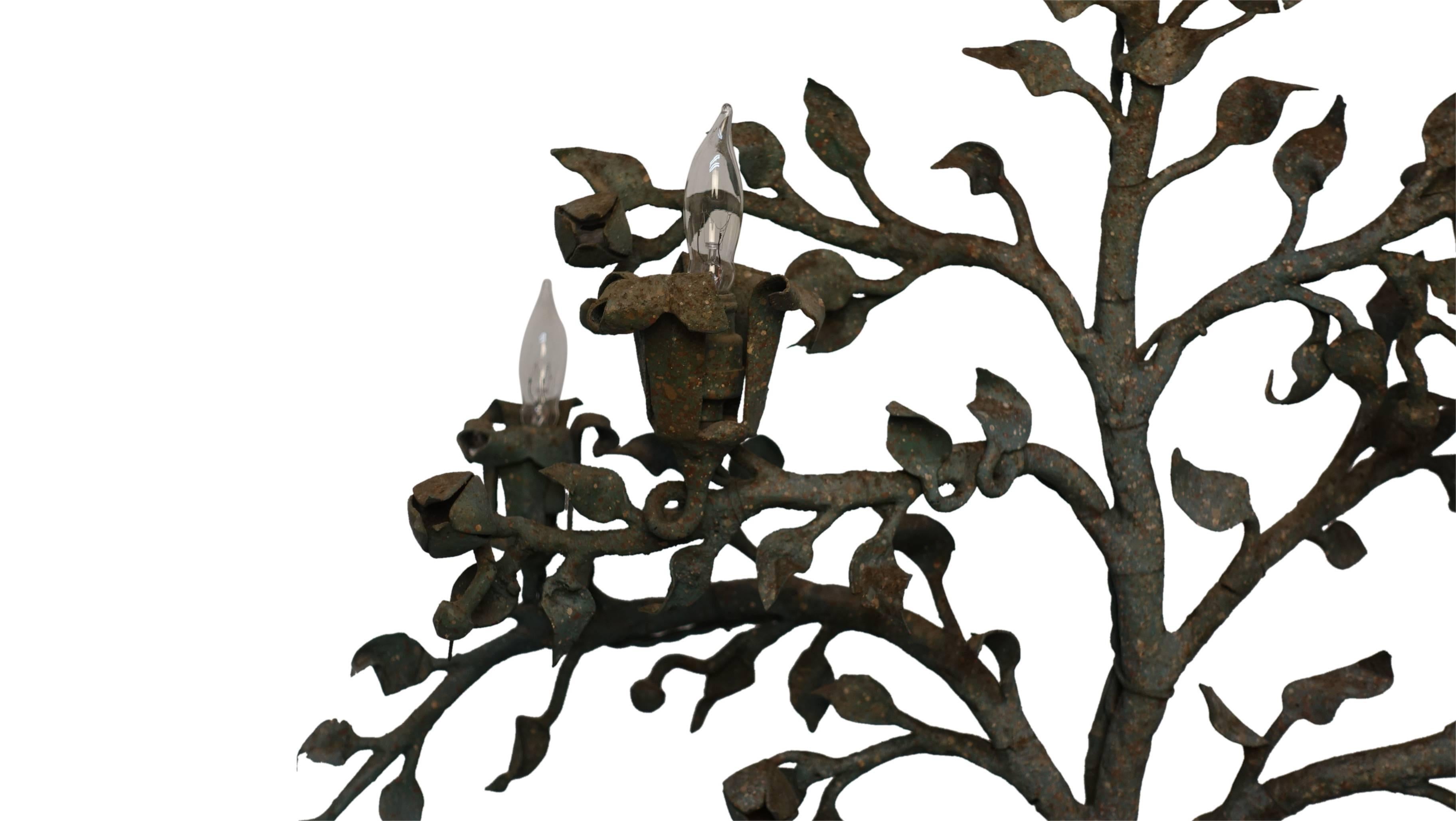 Pair of Wrought Iron Tree Form Torchiere Floor Lamps, Italy, 19th Century 4