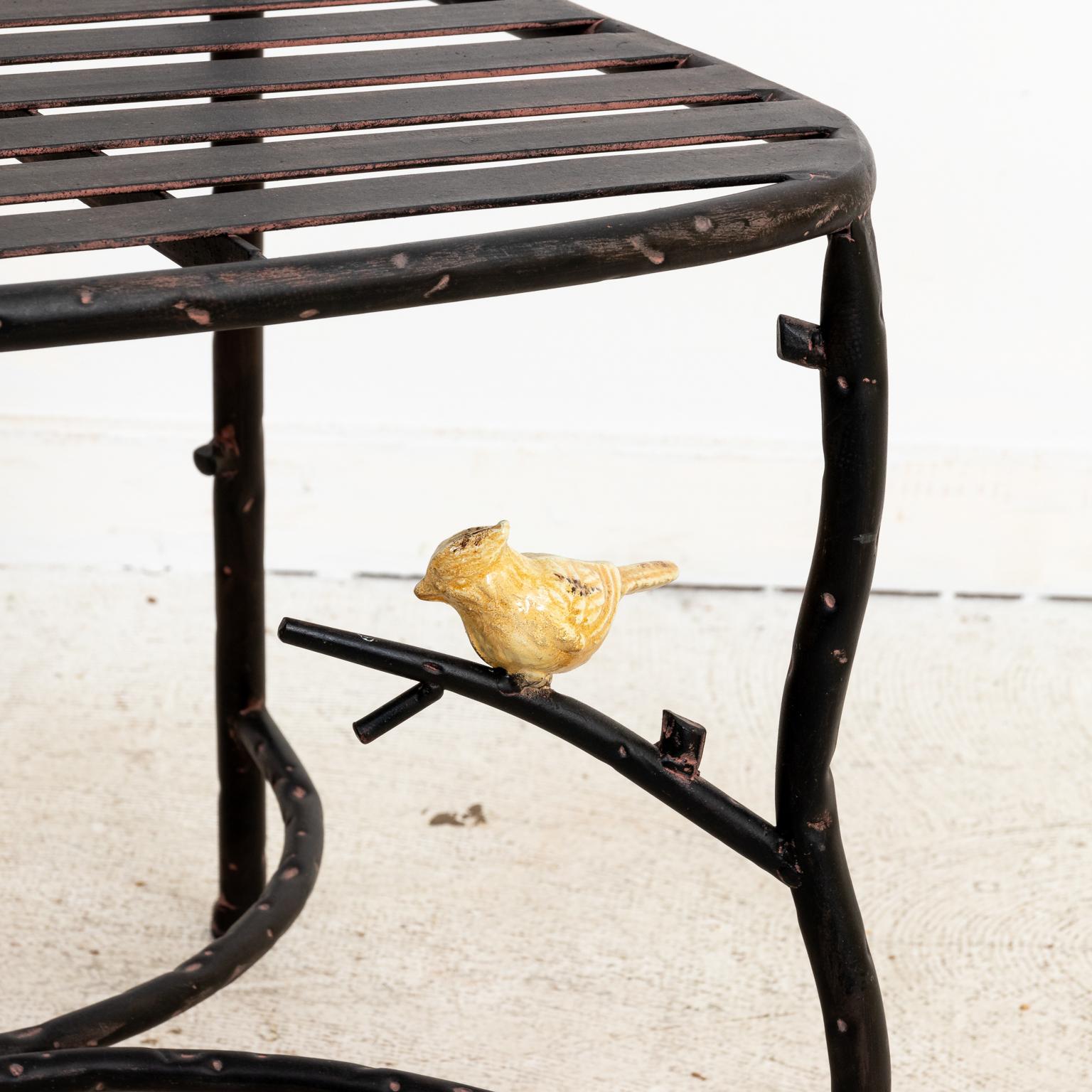 Pair of Wrought Iron Twig Chairs with Birds For Sale 4