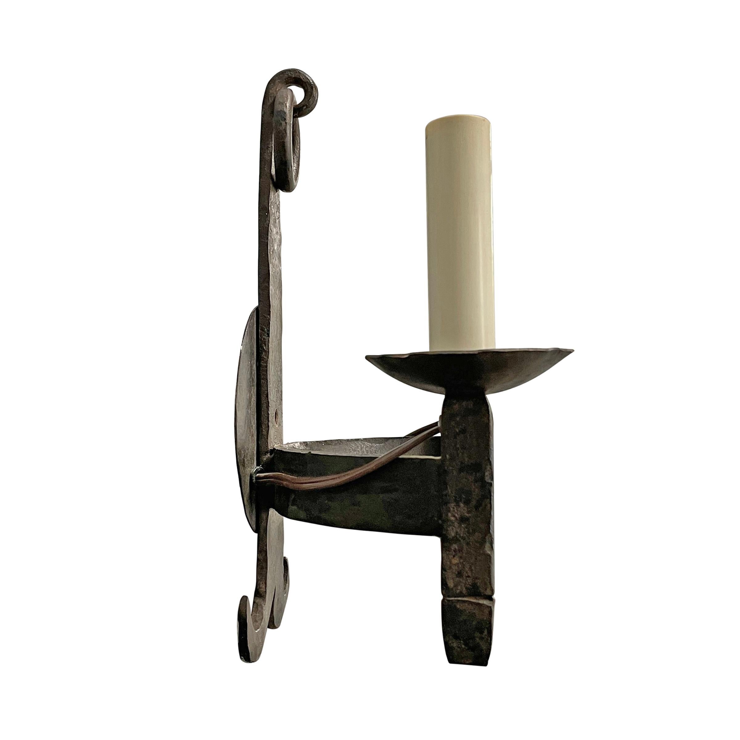Pair of Wrought Iron Two-Arm Sconces 1