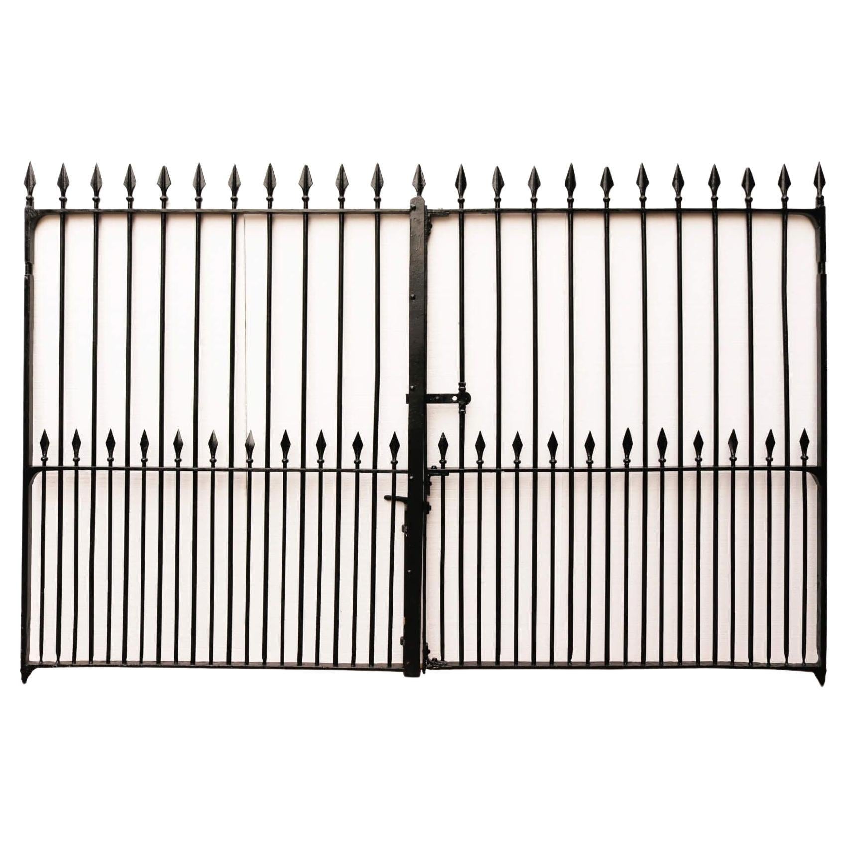 Pair of Wrought Iron Victorian Driveway Gates with Spears 308cm (10ft) For Sale