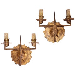 Pair of wrought iron wall light 