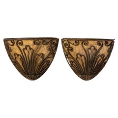 Antique Pair of Wrought Iron Wall Planters