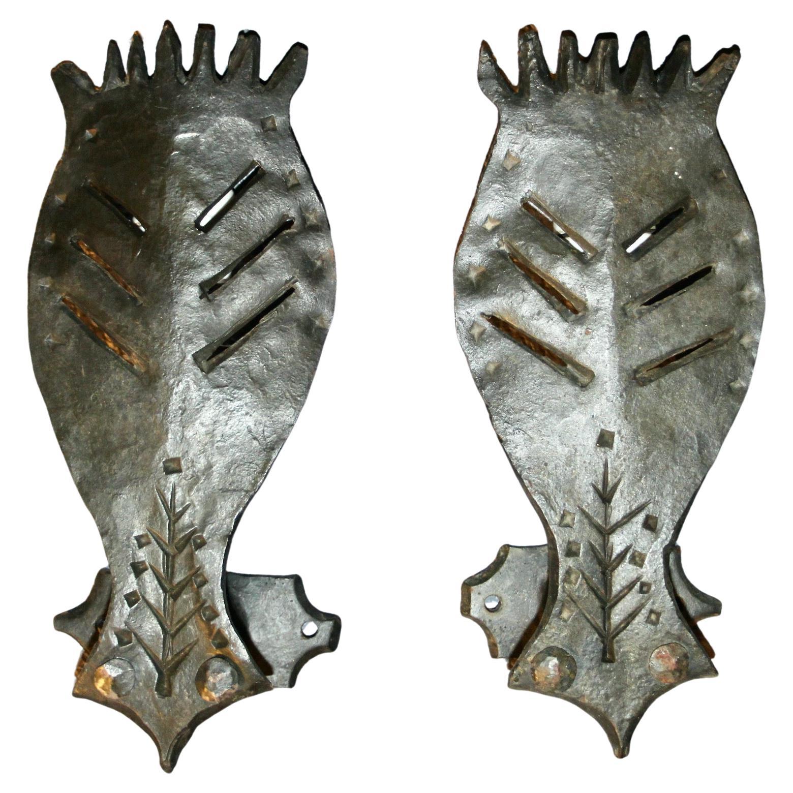 pair of wrought iron wall sconce For Sale