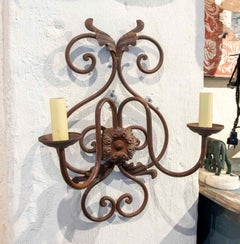 Paire d'appliques murales en fer forgé, style espagnol, design artisanal