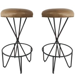 Vintage Pair of Wrought Iron Weinberg Barstools