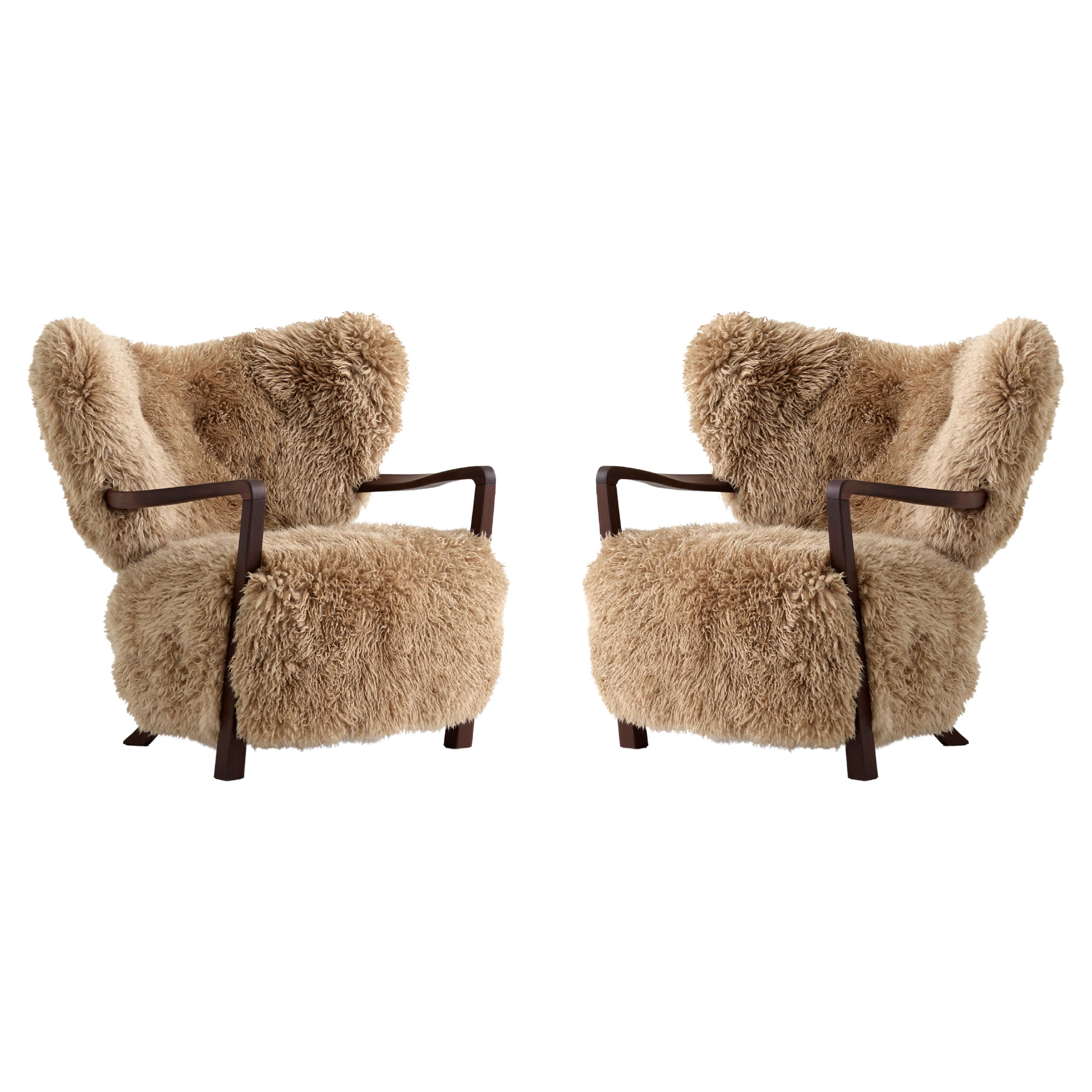 Pair of Wulff ATD2 in Sheepskin/Honey & Walnut for & Tradition For Sale