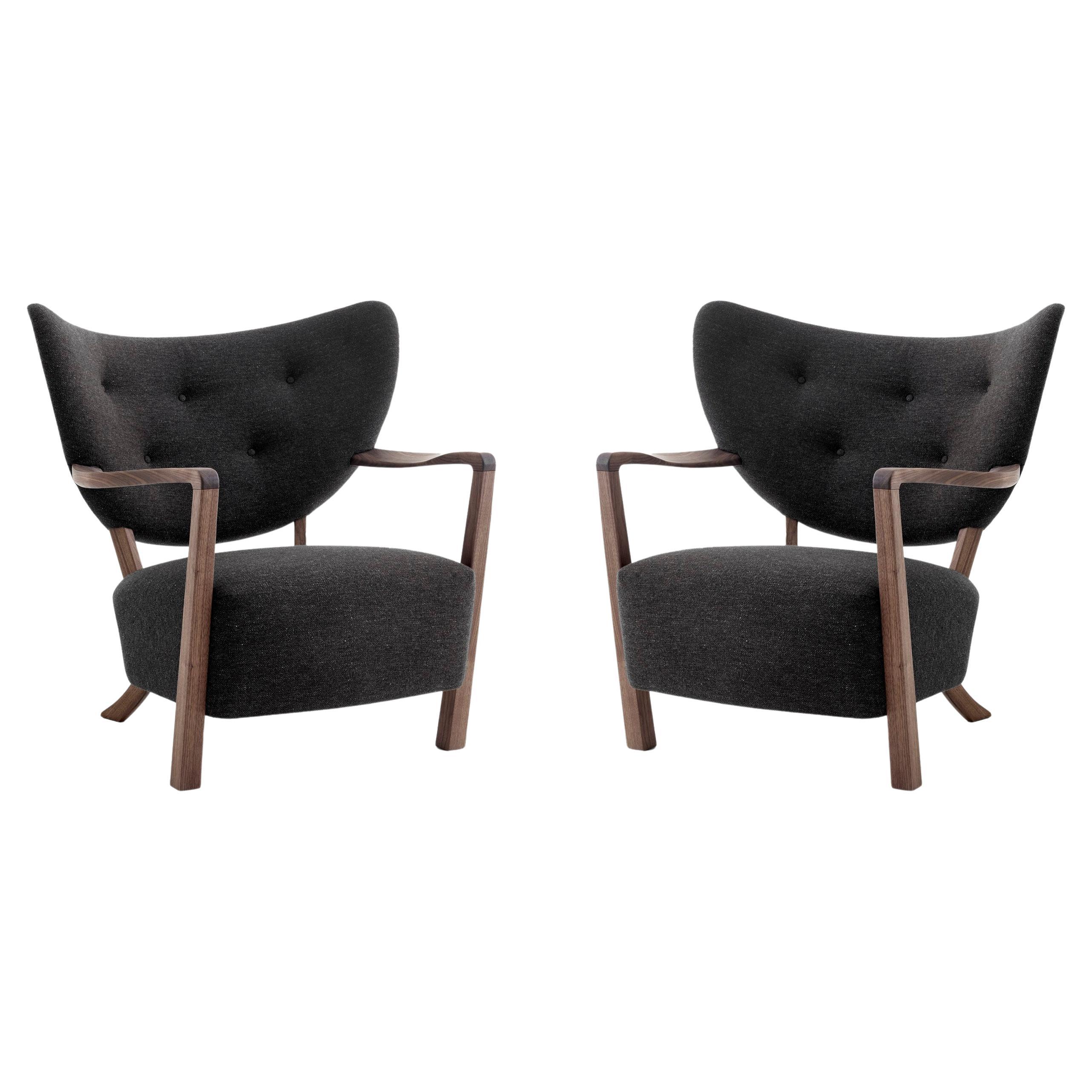 Pair of Wulff ATD2 Lounge Chairs, Kvadrat - Hallingdal 65/ 0376 
Walnut for &T