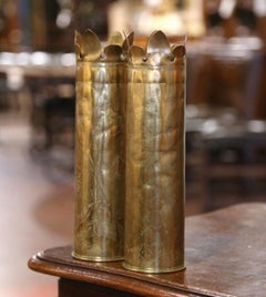 Pair of WW One French "Argonne" Trench Artillery Brass Shell Casings