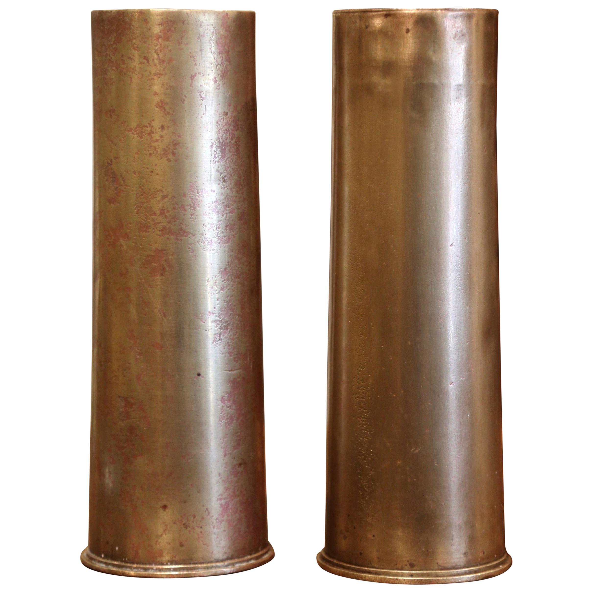 Pair of WW1 British Brass Artillery Shells Dated 1915