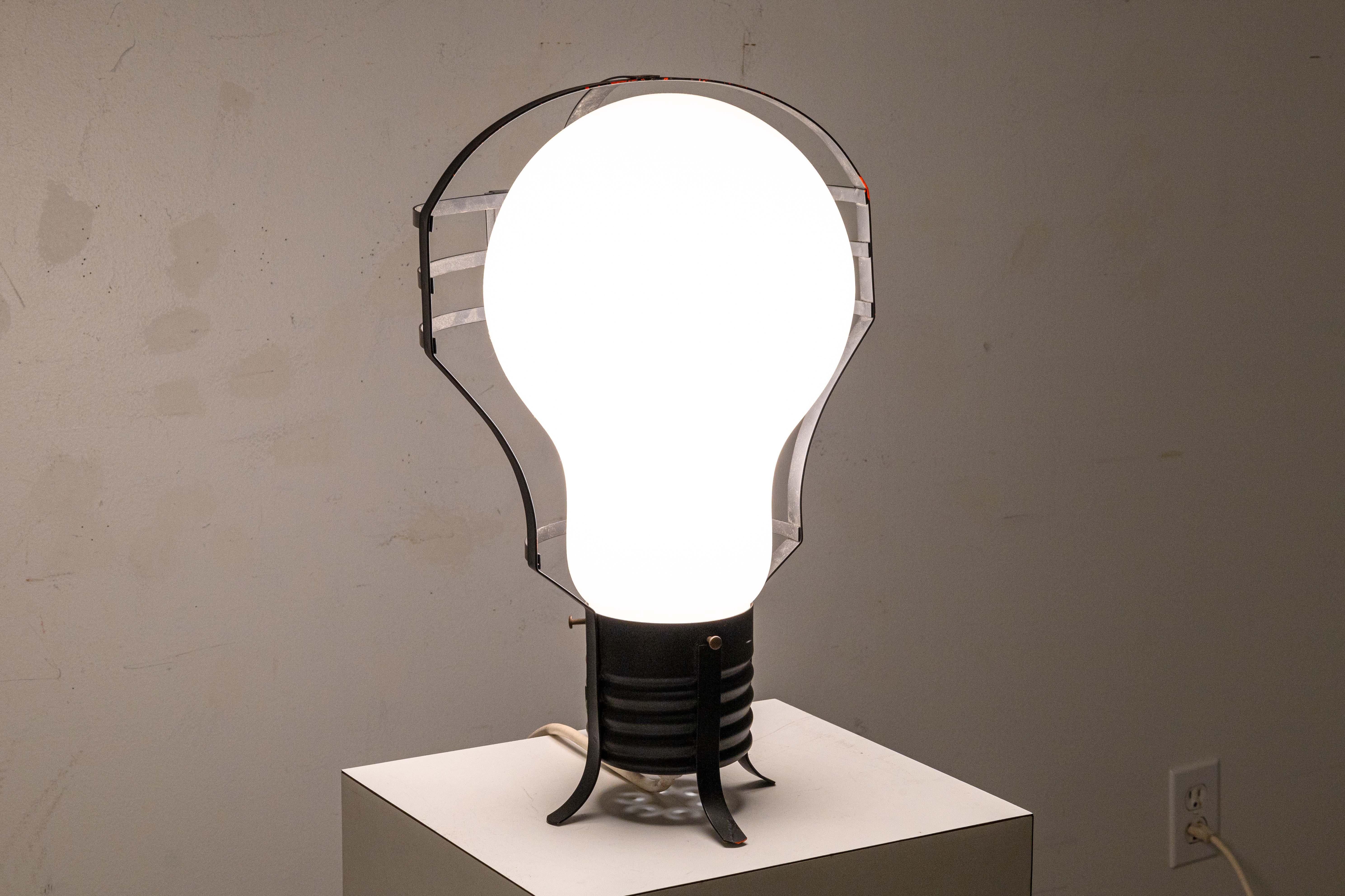 Pair of X Base Post Modern Pop Art Light Bulb Table Lamps For Sale 4