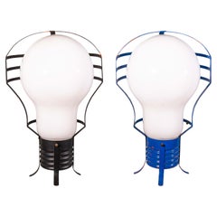 Vintage Pair of X Base Post Modern Pop Art Light Bulb Table Lamps