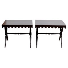 Pair of X-Base Scalloped Edge Side Tables