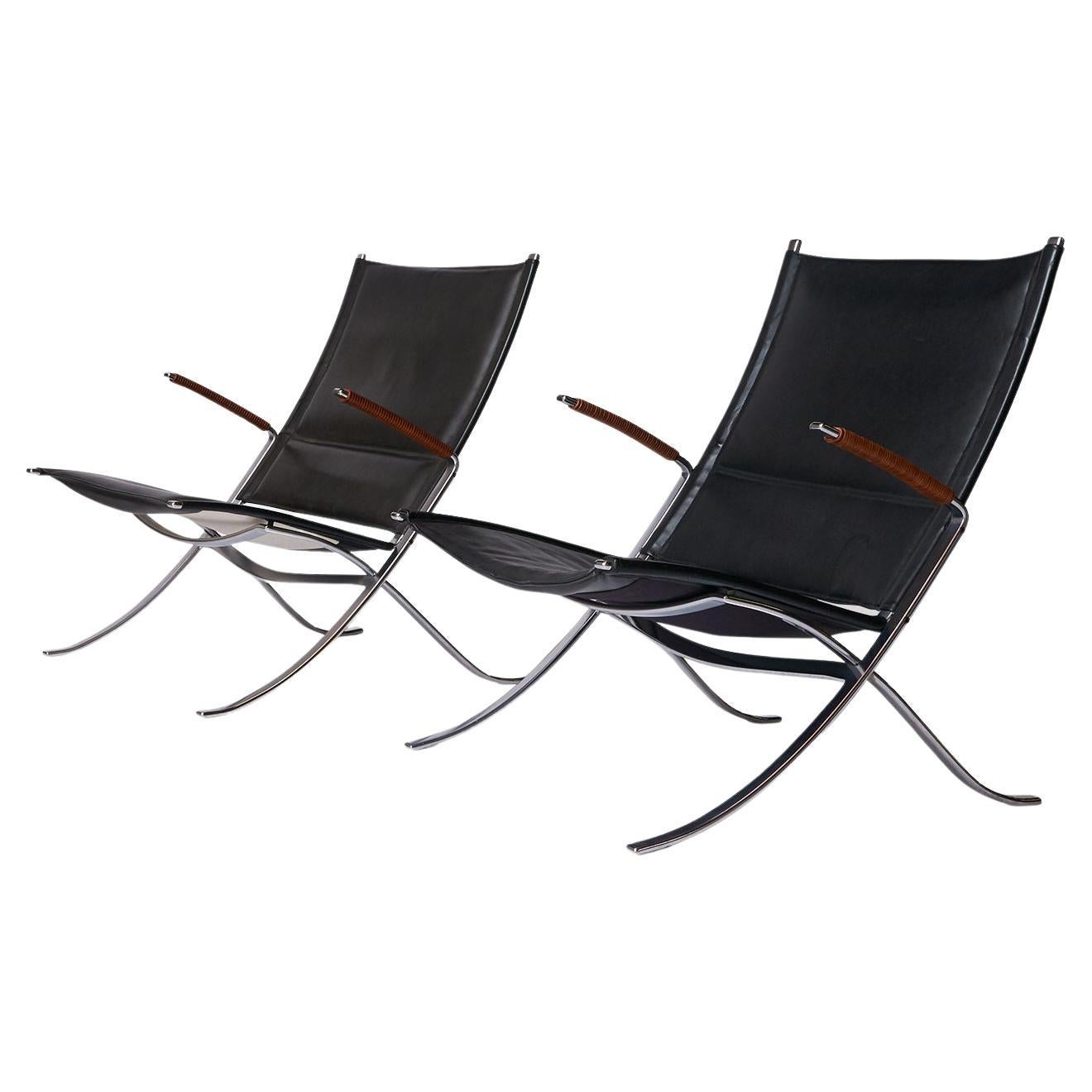 Pair of X Chairs by Preben Fabricius and Jorgen Kastholm