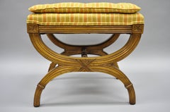 Pair of Karges X Frame French Neoclassical Regency Style Curule Stools Benches