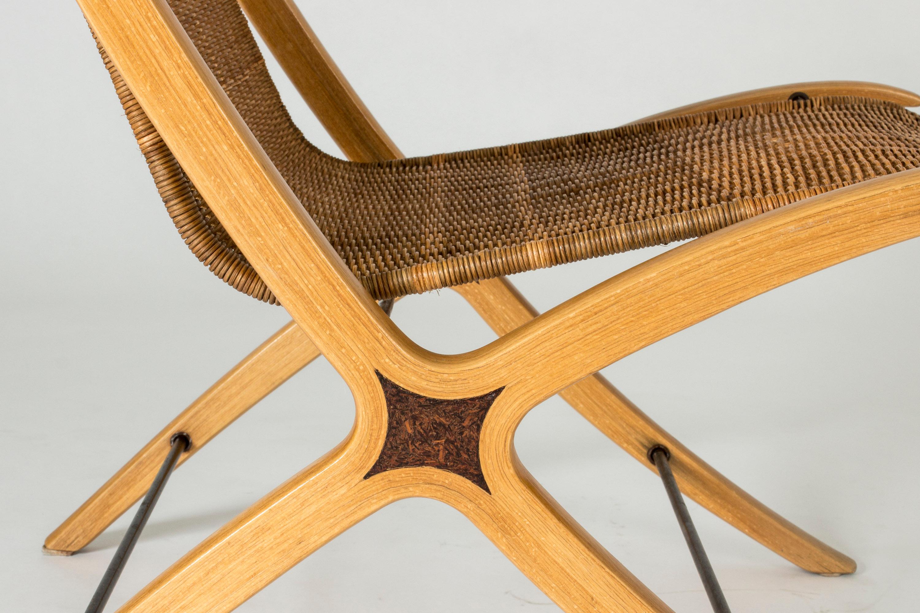 Rattan Pair of “X” lounge chairs by Peter Hvidt and Orla Møllgaard