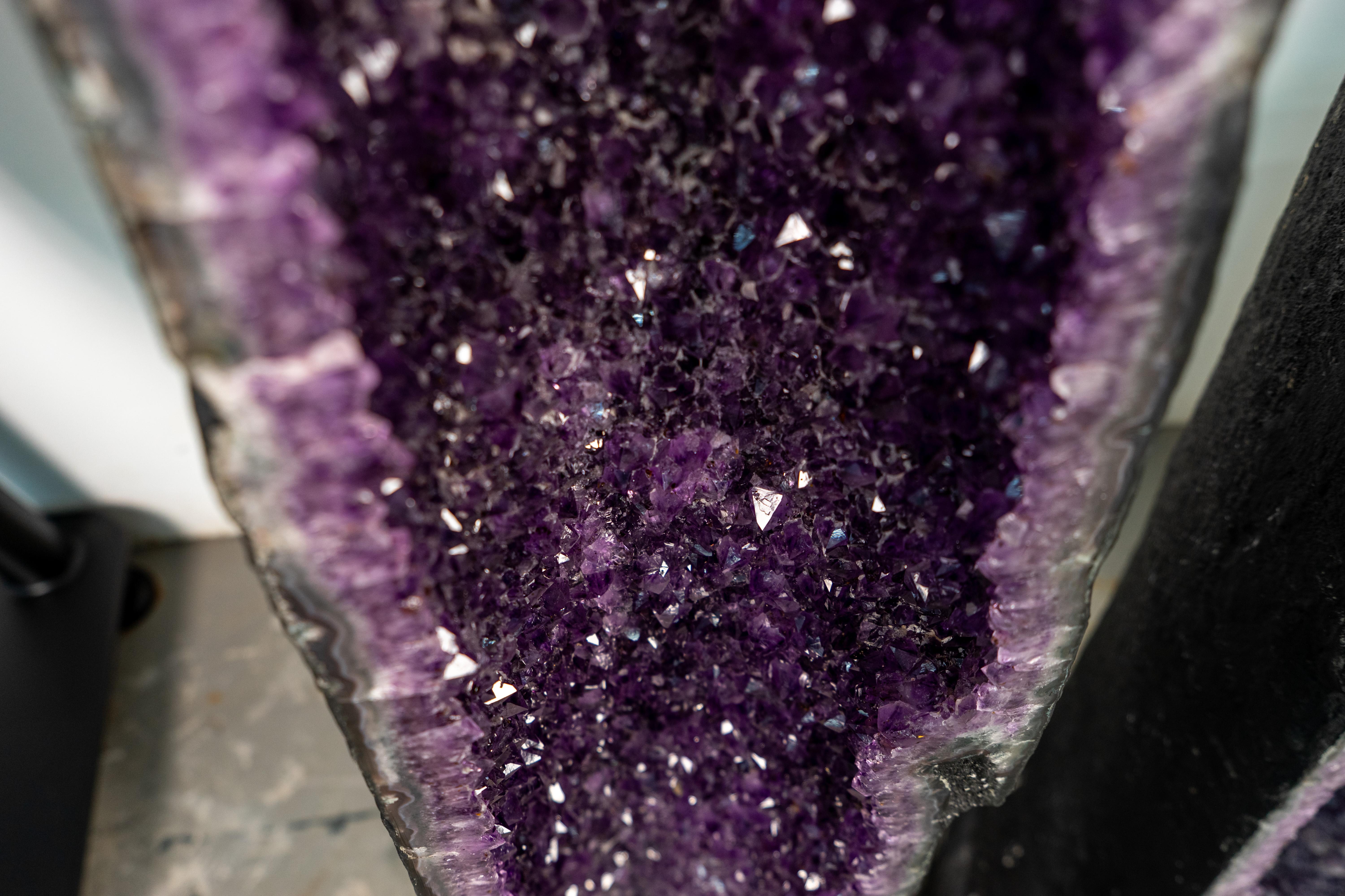 Pair of X-Tall 5 ft Purple Amethyst Cathedral Geodes with Sparkly Sugar ...