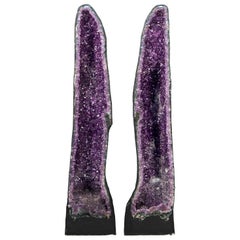 Paire de géodes cathédrales X-Tall 5 ft Purple Amethyst avec Sugar Druzy scintillant