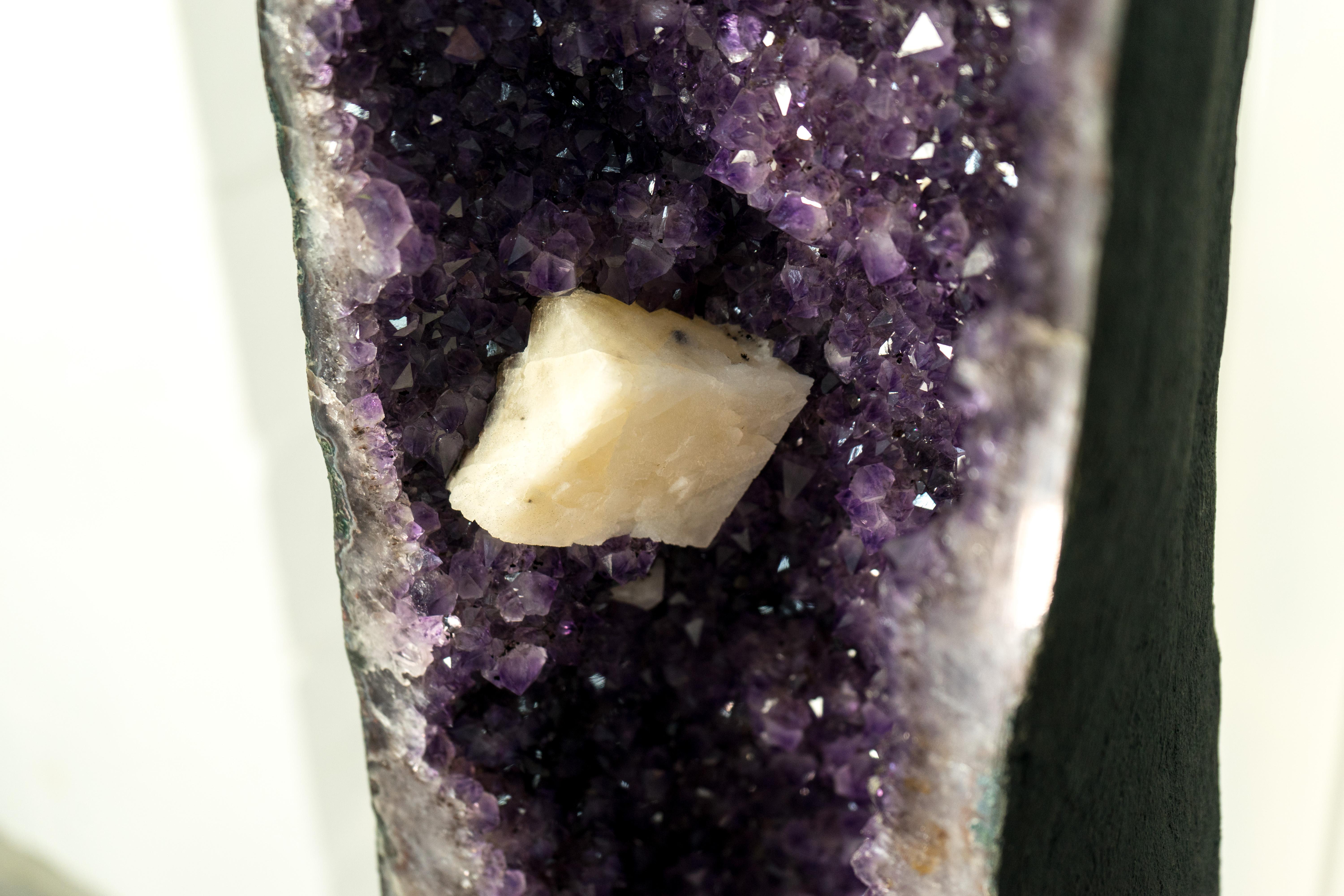 Pair of X-Tall 5.5 Ft Amethyst Cathedral Geodes with Shiny Lavender Purple Druzy For Sale 4