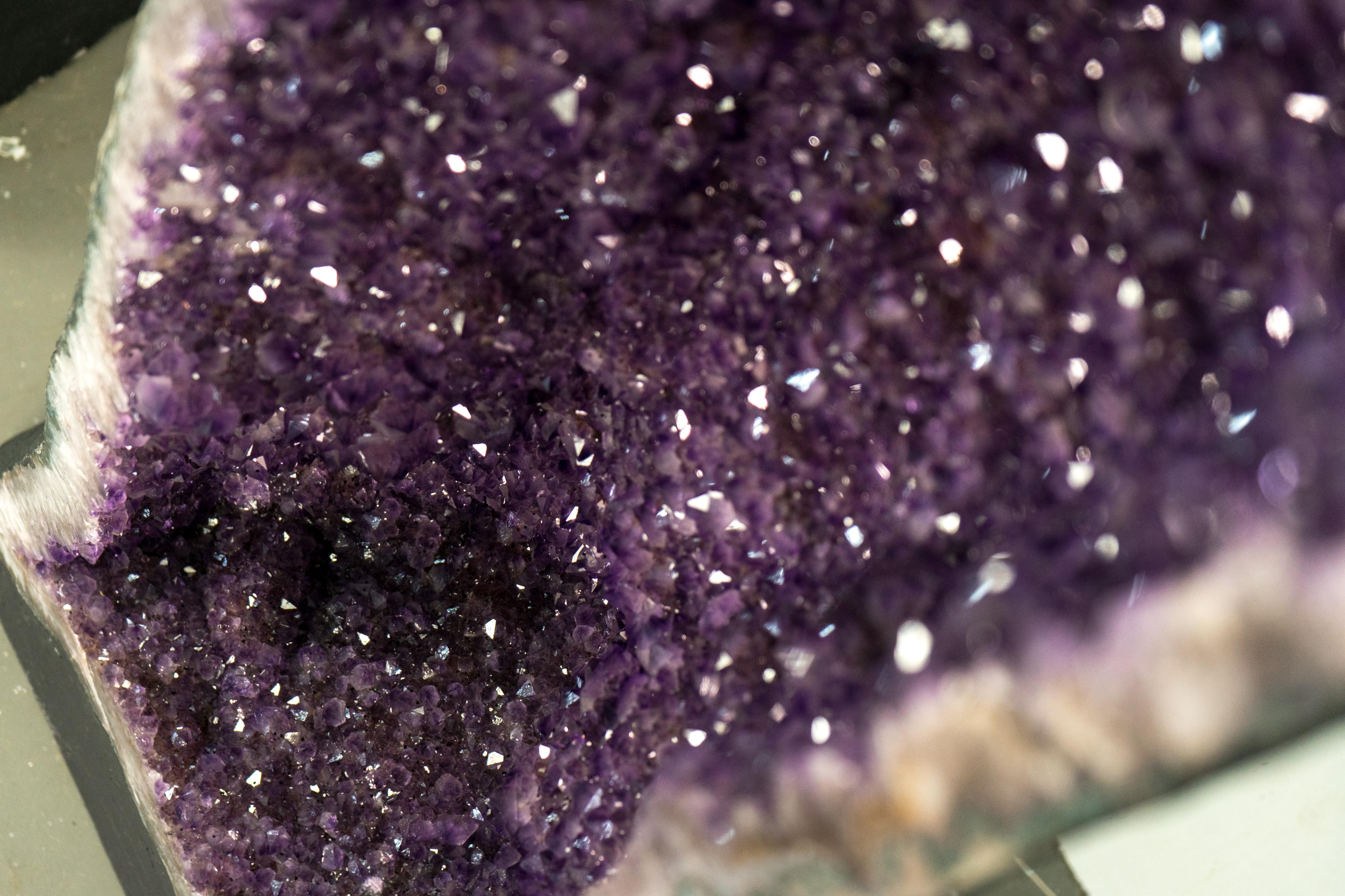 Pair of X-Tall 5.5 Ft Amethyst Cathedral Geodes with Shiny Lavender Purple Druzy For Sale 8