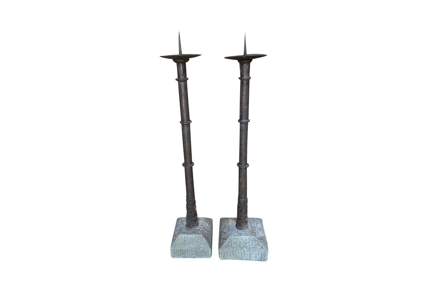 Pair Of XIV - XV Century Italian Pique Cierge - Torcheres In Good Condition For Sale In Atlanta, GA