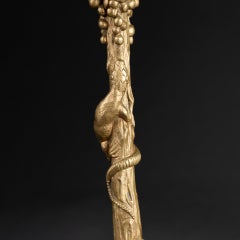 Pair of XIXth C. gilt bronze candlesticks with salamanders ITSO A-L Barye