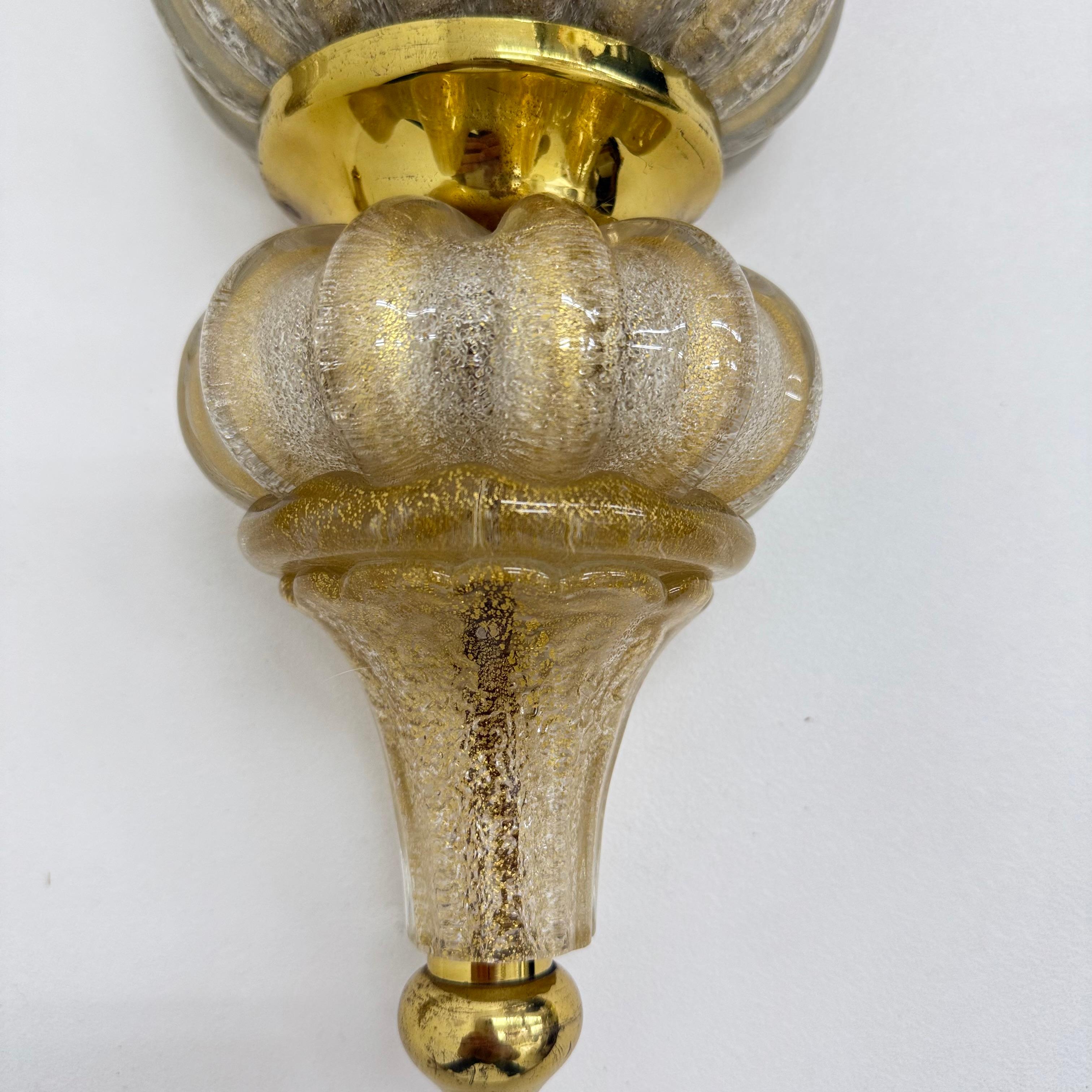 Coppia di lampade da parete XL Barovier&Toso applique in vetro di Murano, anni '70 in vendita 5