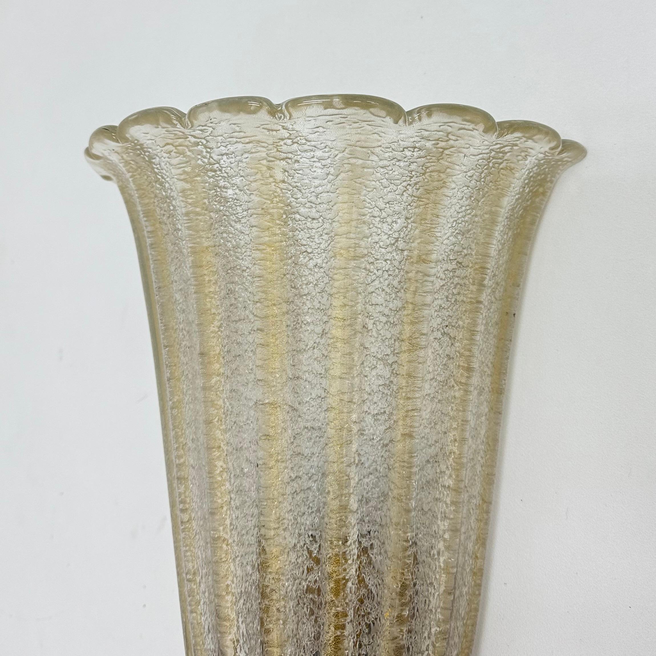 Coppia di lampade da parete XL Barovier&Toso applique in vetro di Murano, anni '70 in vendita 6