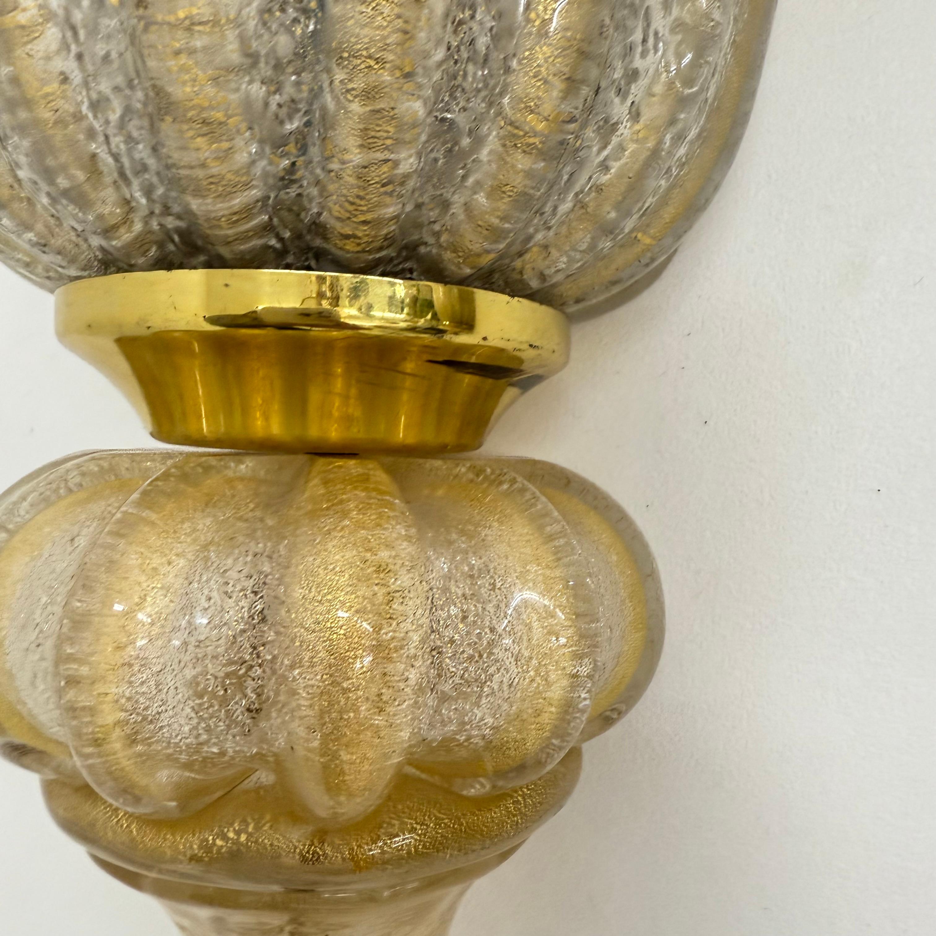 Fine XX secolo Coppia di lampade da parete XL Barovier&Toso applique in vetro di Murano, anni '70 in vendita
