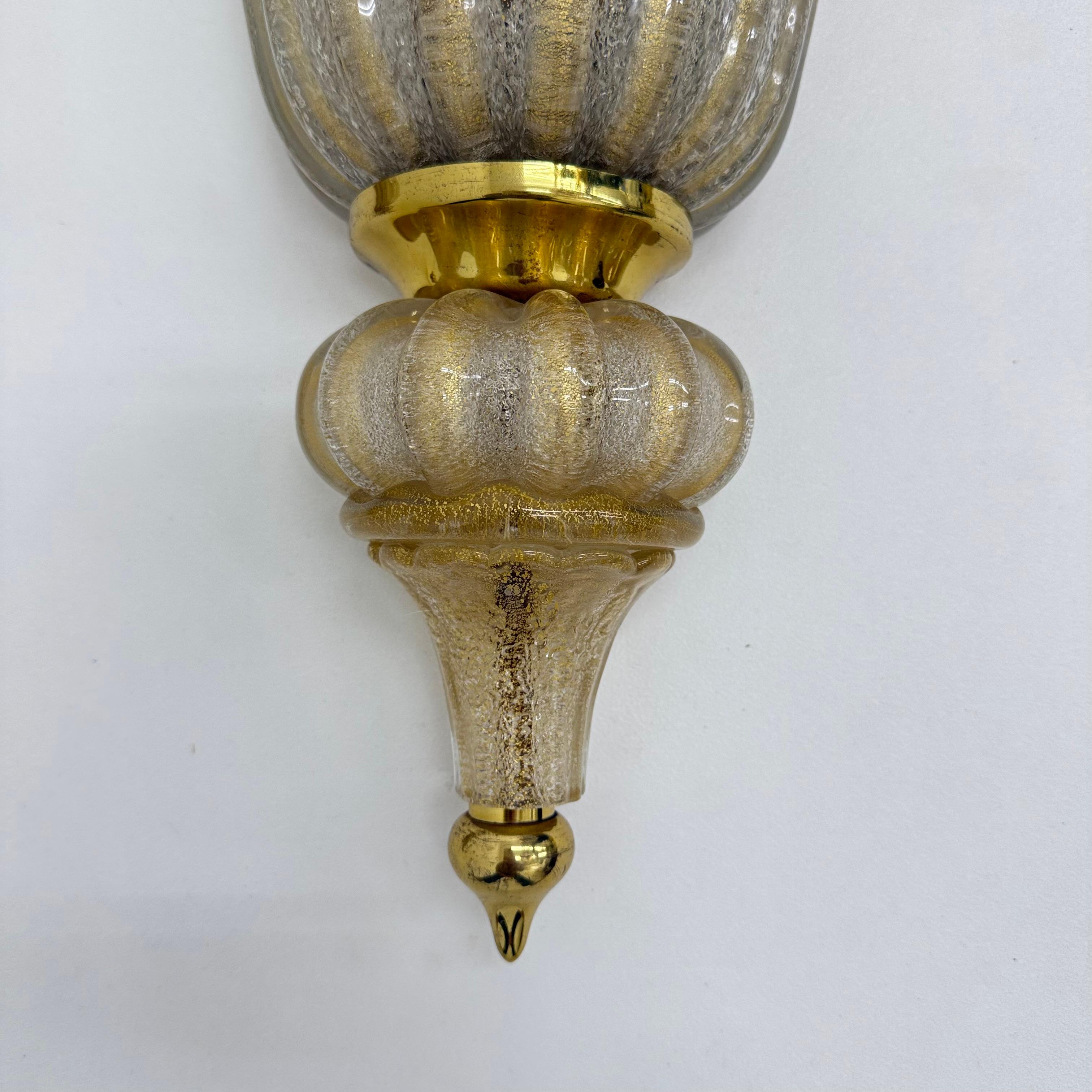 Coppia di lampade da parete XL Barovier&Toso applique in vetro di Murano, anni '70 in vendita 1