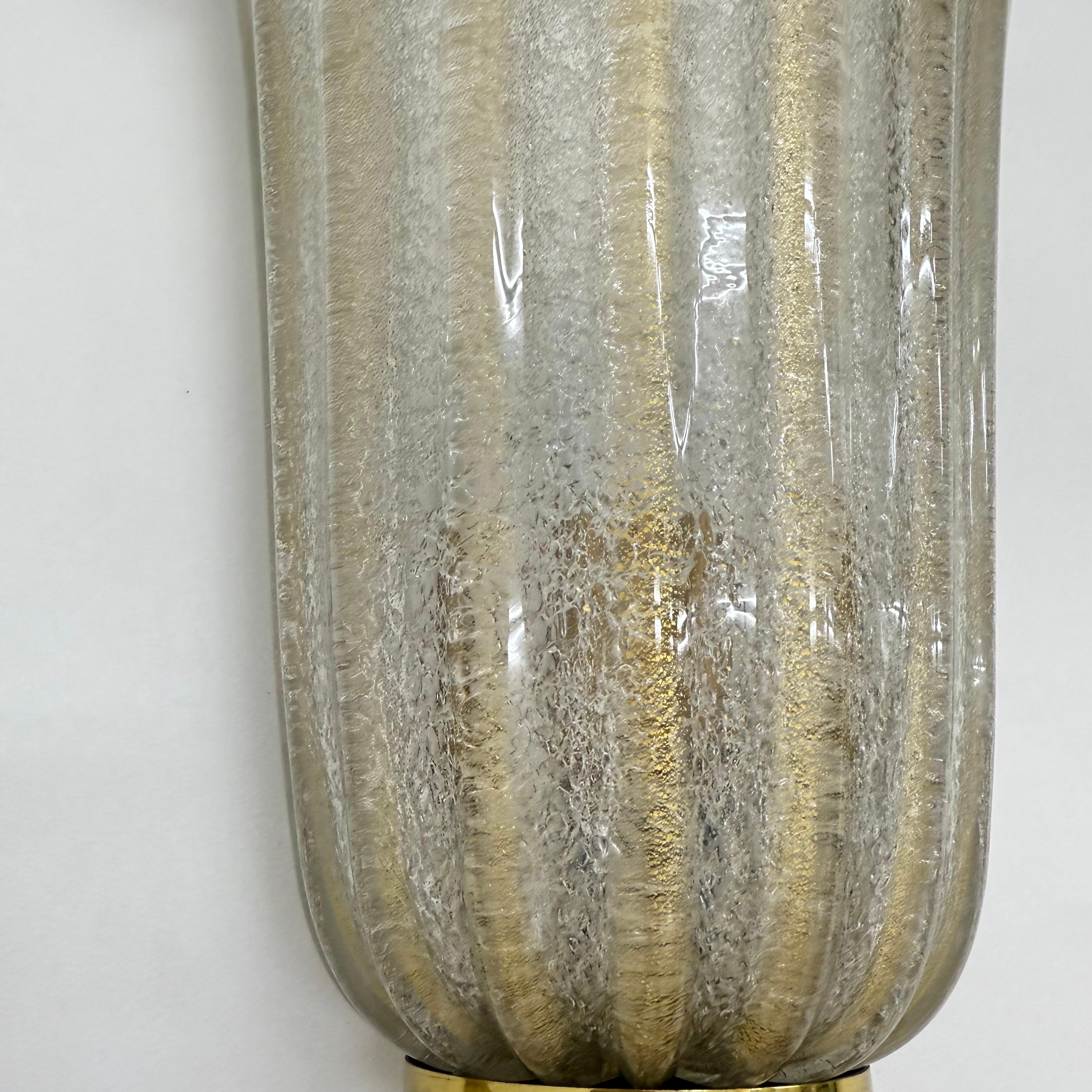 Coppia di lampade da parete XL Barovier&Toso applique in vetro di Murano, anni '70 in vendita 3