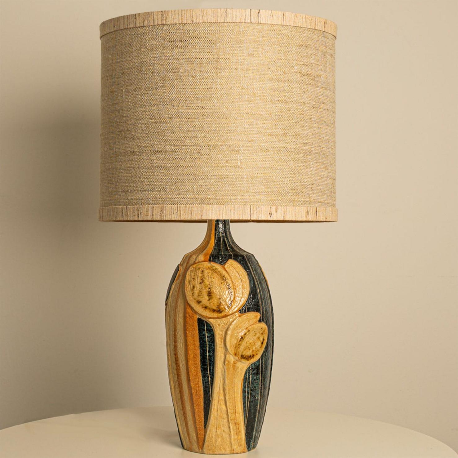 Pair of XL Ceramic Table Lamp by Noomi Backhausen for Soholm Silk Shade, 1960 Otro en venta